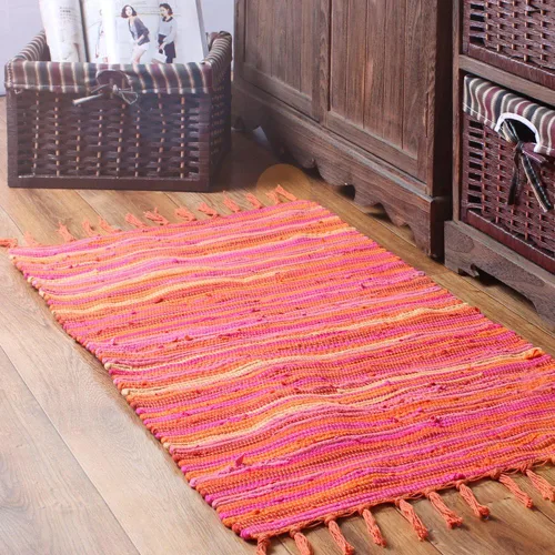 Vista 16 de Chindi - Alfombra de trapo, lavable a máquina, reversible, de algodón, tejida a mano, multicolor, a rayas, para dormitorio, sala de estar, cocina