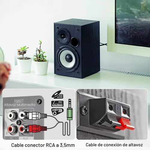 Vista 7 de Edifier R980T bocinas de estantería activos de 4" 2.0 bocinas para PC, Powered Studio Monitor (par)
