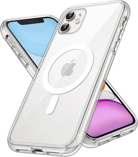 Vista 7 de JETech Funda magnética para iPhone 11 de 6.1 pulgadas, compatible con carga inalámbrica MagSafe, a prueba de golpes, parte trasera transparente