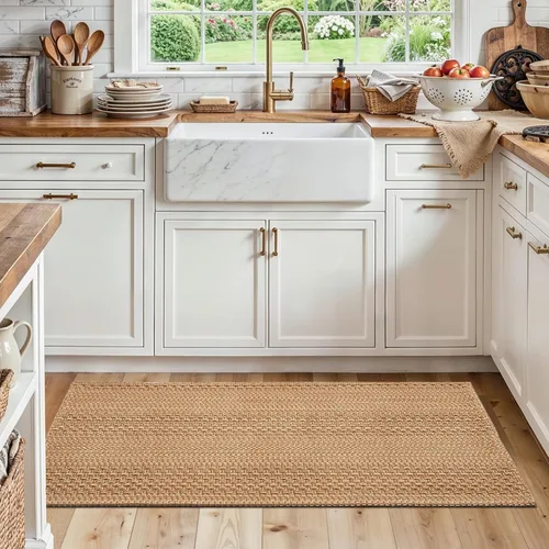 Vista 19 de MatEssenz Alfombrillas de cocina de 20 x 30 pulgadas para piso, alfombras de cocina tejidas, lavables a máquina, estilo bohemio, antideslizantes