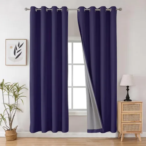 Vista 67 de Joydeco - Juego de 2 paneles de cortinas opacas de 63 pulgadas, 2 cortinas largas con aislamiento térmico burg, cortinas de oscurecimiento