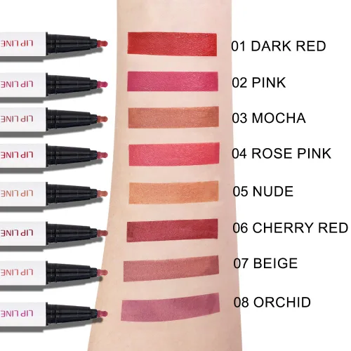 Vista 5 de Kaely Lápiz delineador de labios líquido de larga duración rosa impermeable, marcador de manchas de 24 horas, delineador de labios 2 en 1 mate