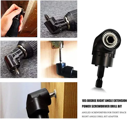 Vista 6 de Juego de extensión de broca flexible Fruholt con accesorio de ángulo recto, juegos de adaptador de enchufe de grado de impacto giratorio de 360°