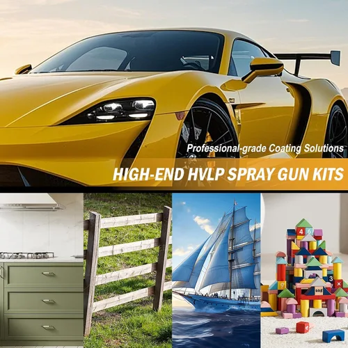 Vista 7 de RRJ HVLP - Pistola pulverizadora Premium Kit R300, taza de mezcla de 22.4 onzas líquidas y 10 vasos desechables, pistola de pintura automotriz