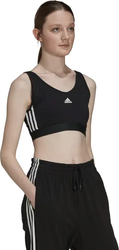 Vista 6 de adidas Top corto Essentials de 3 rayas para mujer con almohadillas extraíbles