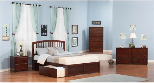 Vista 4 de Cama con plataforma de almacenamiento Urban King en nogal