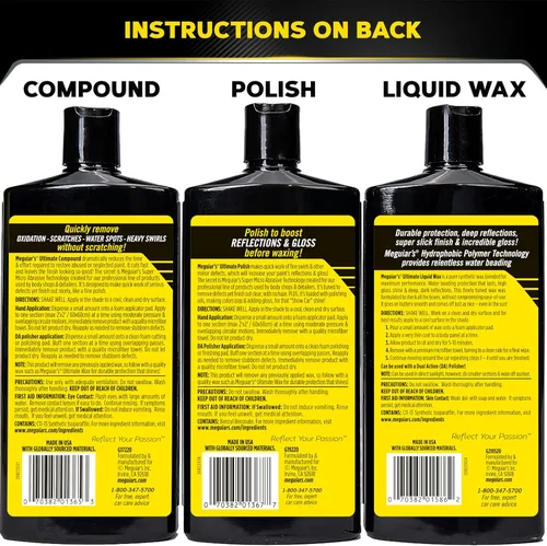 Vista 7 de Kit de cuidado de pintura Ultimate en 3 pasos de Meguiar's, Kit de detalle y pulido para autos