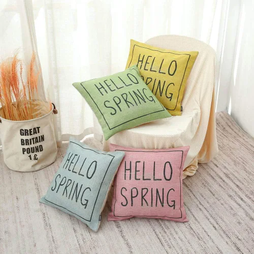 Vista 8 de TRENDIN Hola Spring Fundas de almohada 18.0 x 18.0 in Granja de madera Decoración de Pascua Vacaciones Funda de cojín cuadrada para sofá sofá