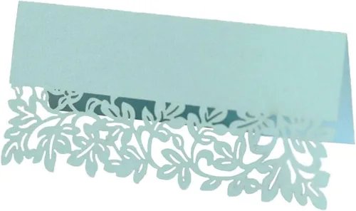 Vista 12 de Katutude Paquete de 50 tarjetas de lugar azules, tarjetas de nombre de asiento de mesa para bodas, banquetes, cenas