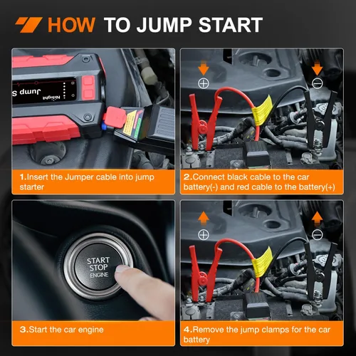 Vista 4 de Nilight Arrancador de Batería de Coche de 1000A para Motores de Gasolina de hasta 6.0L y Diésel de 4.0L de 12V Paquete Amplificador de Arranque