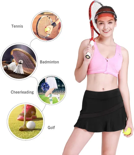 Vista 6 de CAMELSPORTS Falda deportiva deportiva casual para mujer, plisada, para tenis, golf, correr, entrenamiento, con pantalones cortos integrados