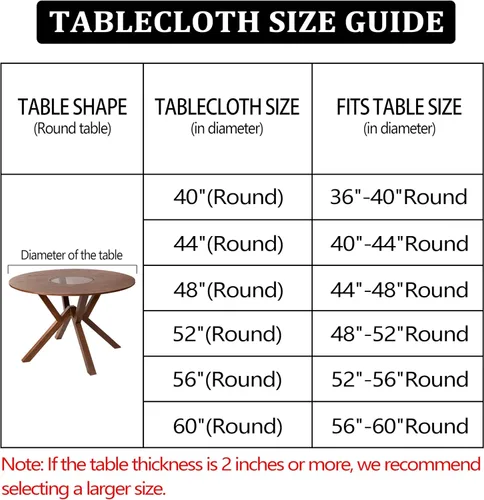 Vista 2 de Round Fitted Tablecloth with Elastic Edge Indoor Outdoor Washable Reusable Table Cover for Kitchen Picnic Party Fits 36-40" Diameter Round Tables