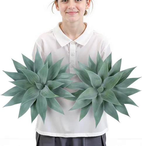 Vista 10 de Velener Plantas artificiales de agave falsas, Plantas suculentas falsas para decoración de habitaciones, tallos de plantas de agave sintético sin
