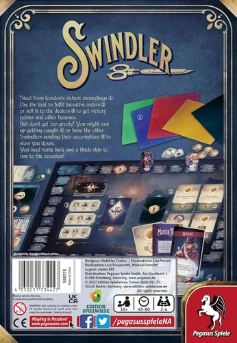 Vista 4 de Swindler – Juego de mesa de Pegasus Spiele – 2 – 4 jugadores – 45 – 60 minutos de juego – Juegos para la noche de juegos – Adolescentes y adultos a