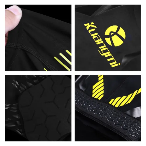 Vista 3 de Kuangmi Rodillera y espinillera para baloncesto, lucha, fútbol, voleibol, deportes, soporte diario (negro amarillo, S)