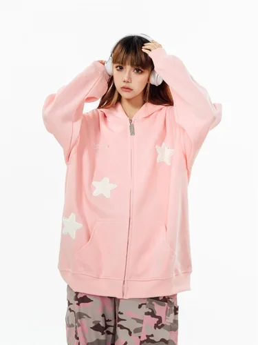 Vista 4 de grhaat Kawaii Angel Wings Star Sudadera con capucha Y2k Anime japonés cremallera Harajuku Casual Sudadera Cutecore Diseñador Streetwear