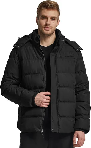 Vista 8 de Wantdo Abrigo de invierno con capucha para hombre, abrigo de algodón grueso con capucha extraíble