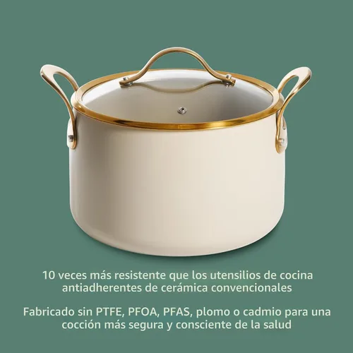 Vista 4 de bloomhouse - Dos veces ganador de los Favoritos de Oprah - Olla holandesa antiadherente de aluminio resistente de 8 cuartos de galón, libre de PFA