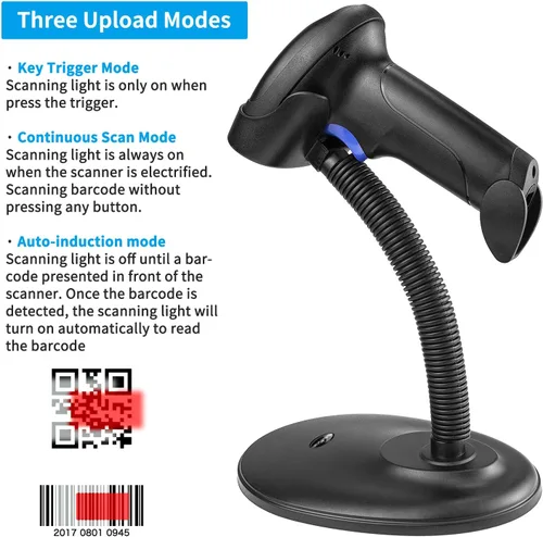 Vista 3 de NetumScan - Escáner de código de barras inalámbrico 1D 2D con soporte, escáner de código QR automático portátil compatible con escaneo de pantalla