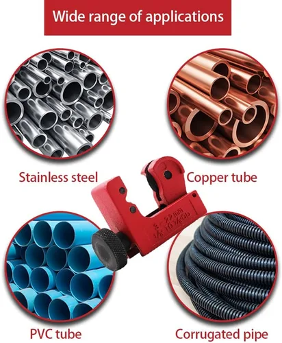 Vista 6 de Cortador de tubos, 0.118-0.866 in (1/8 a 7/8 pulgadas) ajustable, cortador de tubos rígidos de alta resistencia para tubos de acero inoxidable