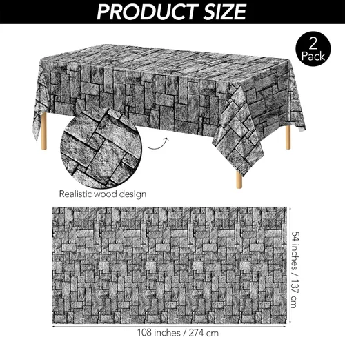 Vista 2 de durony 2 manteles de plástico para pared de piedra, impermeables, medievales, ladrillos de piedra para decoración de mesas temáticas de castillo