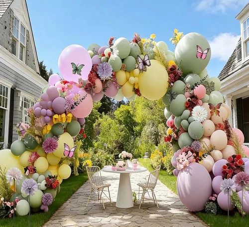 Vista 14 de Guirnalda de globos azul empolvado y blancos, kit de arco de globos Bobo de perlas azul claro con doble relleno para cumpleaños, baby shower, boda