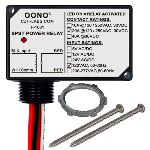 Vista 9 de Módulo de relé de potencia AC/DC 12V SPST 20Amp 250Vac/30Vdc, carcasa de plástico y precableado