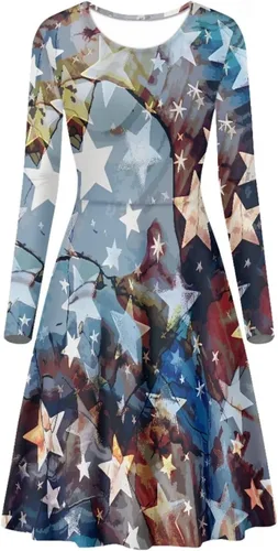 Vista 4 de Viewamoon Vestidos midi para mujer, vestido de manga larga para otoño, talla S-4XL