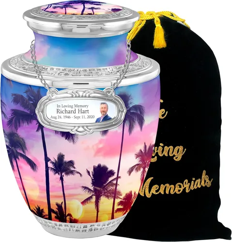 Vista 11 de Urnas de Cremación Personalizadas con Medallón Estético de Playa para Cenizas de Adultos Hombre Mujer - Urnas de Entierro de 200 libras para Cenizas