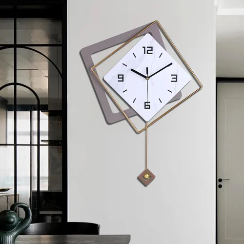Vista 8 de Reloj de pared con péndulo, silencioso de calidad de cuarzo operado con batería, relojes de pared grandes modernos para decoración de sala de estar