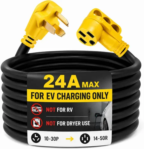 Vista 11 de Cable Adaptador de Cargador EV Compatible con NEMA 10-30P a 14-50R, 30 Amperios 3 Clavijas de Secadora a 50 Amperios 4 Clavijas EV para Carga Tesla