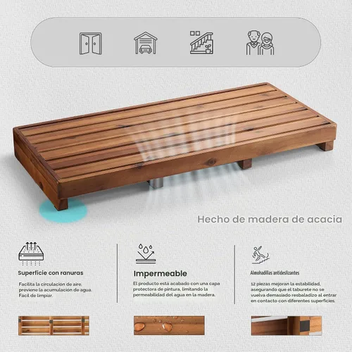 Vista 3 de TINAMO Taburete de un solo paso para ancianos, antideslizante, capacidad de Acacia