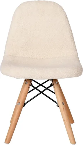 Vista 8 de Flash Furniture Zula - Silla moderna acolchada de piel de oveja sintética para niños, tapizado acolchado de piel de oveja sintética color blanco