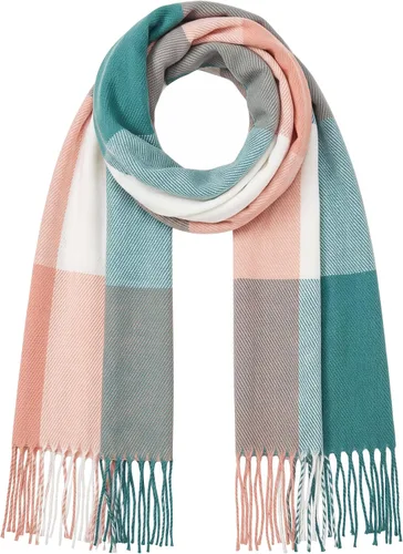 Vista 7 de Fuinloth Plaid Scarf Men Women, Large Tartan Shawl Wrap, Winter, 79 Inch Marrón rosa