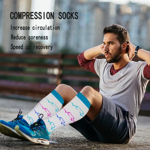 Vista 2 de CTHH 57 pares de calcetines de compresión para mujeres y hombres, medias de compresión para apoyo, correr, atletismo, enfermería, viajes