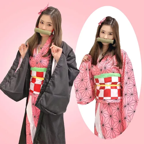 Vista 5 de colarm Nezuko Costume, Cosplay Suit, Nezuko Cosplay Uniform for Girls Kids Women,for Halloween, Theme Party, Cosplay Show