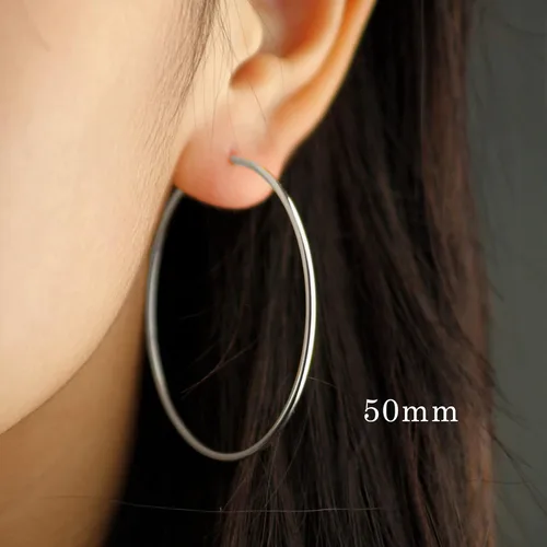 Vista 3 de YL Aretes de aro de plata de ley 925 pulida con círculos sin fin, aros de diámetro 9,13,15,20,30,35,50 in
