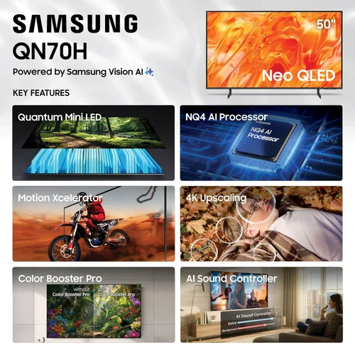 Vista 3 de Samsung Serie QN70H de 50 pulgadas, Mini LED Neo QLED, 4K, Smart TV, 2026