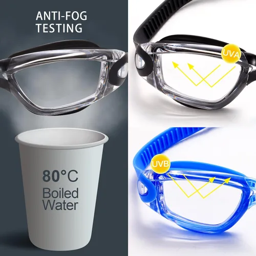 Vista 5 de Gafas de natación, paquete de 2 gafas de natación para adultos, hombres, mujeres, jóvenes, niños