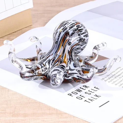 Vista 4 de LCCCK Estatua de pulpo de cristal para decoración del hogar, decoración de vidrio soplado a mano, escultura de pulpo, escritorio de oficina de arte