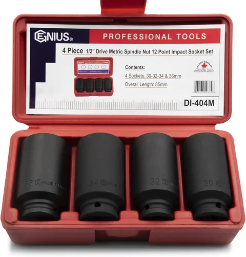 Vista 3 de GENIUS TOOLS Juego de llaves de impacto de tuerca métrica Dr. de 1/2" (12 puntos) (CR-Mo) - DI-404M