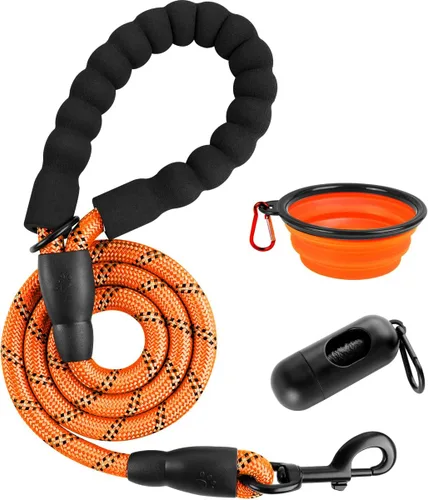 Vista 11 de BARKBAY - Correas para perros grandes, resistentes, de 4/5/6 pies, con cómoda asa acolchada y hilos altamente reflectantes para perros medianos
