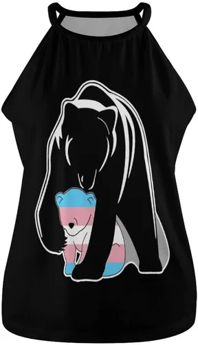 Vista 4 de Camiseta sin mangas con texto en inglés "Mama Bear" para mujer, camisetas sin mangas tipo túnica sin mangas a la moda