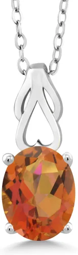 Vista 42 de Gem Stone King Collar de plata de ley 925 con piedra natal ovalada de 0.354 x 0.276 in Collar con colgante solitario para mujer Con cadena
