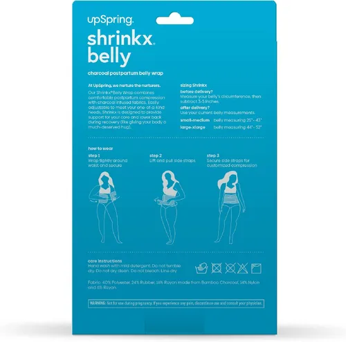 Vista 10 de Upspring Shrinkx Belly Charcoal Postpartum Belly Wrap, Adjustable Postpartum Belly Band to Support, Slim and Smooth After Baby
