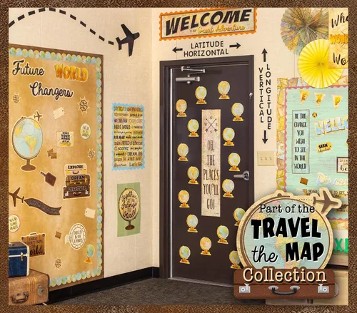 Vista 6 de Teacher Created Resources Tablero de anuncios de calendario Travel The Map (TCR8567)