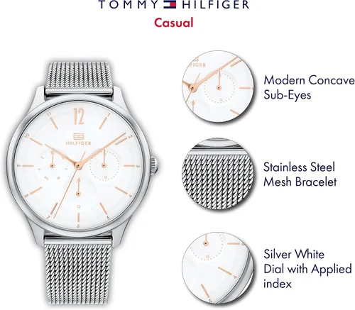 Vista 4 de Tommy Hilfiger Reloj de cuarzo para mujer con correa de acero inoxidable plateado 18 Modelo 1782456 Plateado Reloj de cuarzo