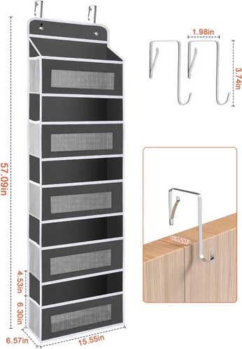 Vista 3 de Organizador de Almacenamiento de Bolsillos Mejorado para Puerta, 5 Estantes de Organizadores Colgantes para Puerta con 10 Bolsillos de Gran