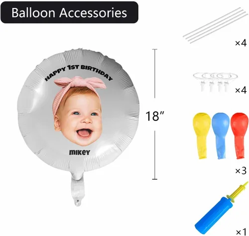 Vista 7 de Globo personalizado con cara, fotos personalizadas, globos de feliz cumpleaños, globos con nombre personalizado para regalos de fiesta de aniversario