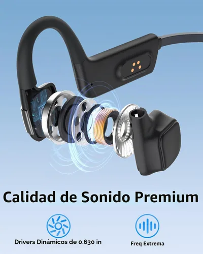 Vista 9 de MONODEAL Auriculares de conducción ósea que nadan los auriculares, IP68 Negro
